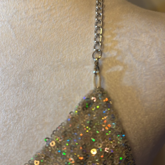 Club Wear silver sparkle ombré backless connects w/ chin around neck adjustable - Picture 5 of 10